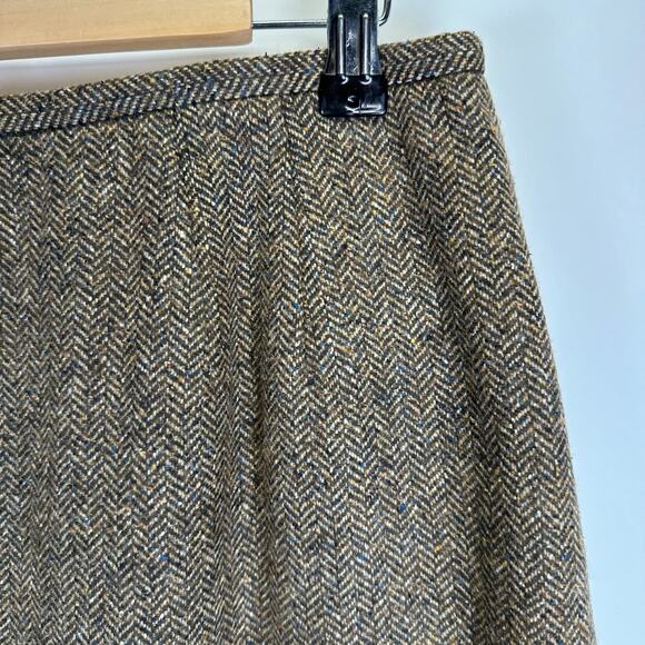 Talbots Wool Blend Brown Herringbone Midi Straight Skirt Womens Size 14 Office - Picture 4 of 13